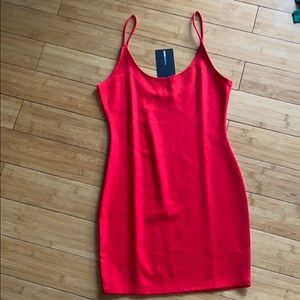 Red spaghetti strap sculpting mini dress NWT